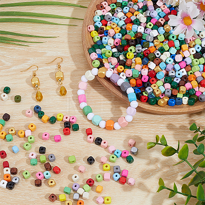 Spray Painted Wooden Beads WOOD-PA0001-53C-1