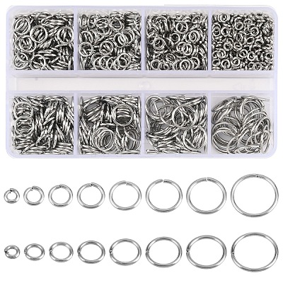 950Pcs 8 Styles PVD Vacuum Plating 304 Stainless Steel Open Jump Rings STAS-YW003-21-1