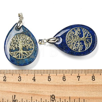 Dyed Natural Lapis Lazuli Teardrop Pendants G-Q175-01D-1