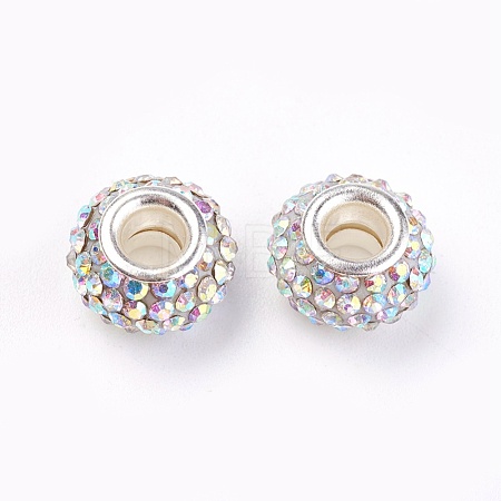 Grade A Rhinestone European Beads CPDL-H001-12x9mm-10-1