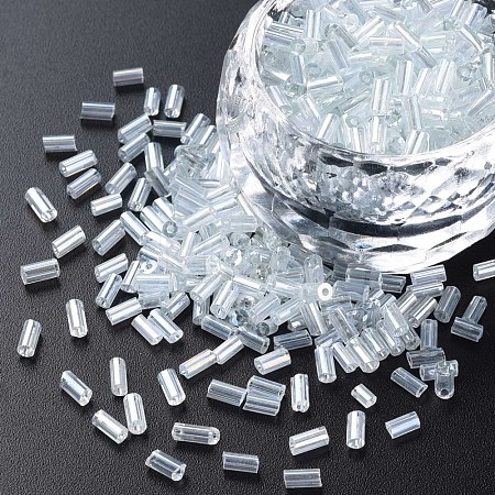 Transparent Colours Luster Glass Bugle Beads SEED-N005-001-A13-1
