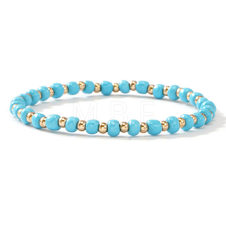 Plastic & Brass Beaded Stretch Bracelet for Women JP1152-6-1