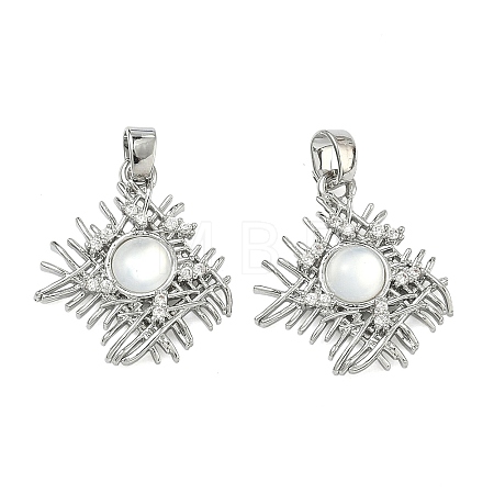 Brass Micro Pave Clear Cubic Zirconia Pendants KK-A294-09P-1