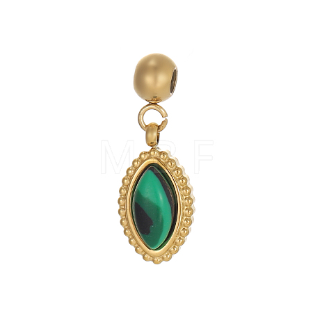 304 Stainless Steel & Synthetic Malachite Beaded Charms STAS-OY006-01G-1