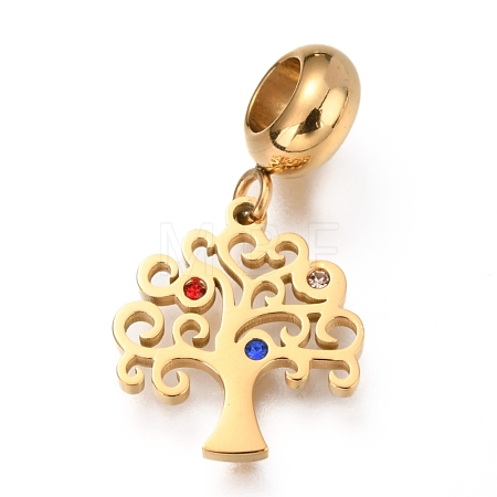 Ion Plating(IP) 304 Stainless Steel European Dangle Charms STAS-O097-07G-1