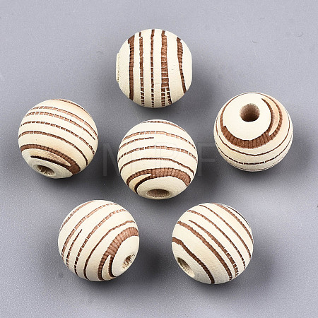 Painted Natural Wood Beads WOOD-T021-54B-12-1