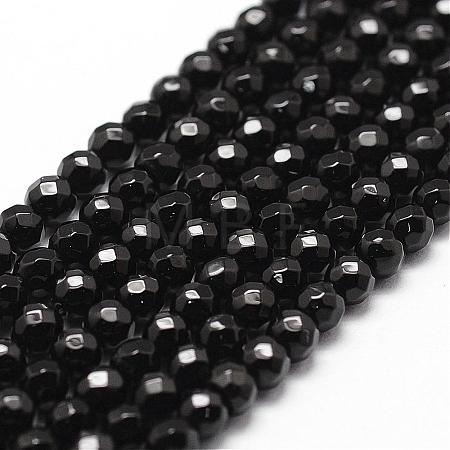 Natural Dyed & Heated Black Onyx Beads Strands G-D840-22-4mm-1