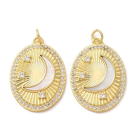 Brass Micro Pave Clear Cubic Zirconia Pendants KK-CBADE12-02A-G-1