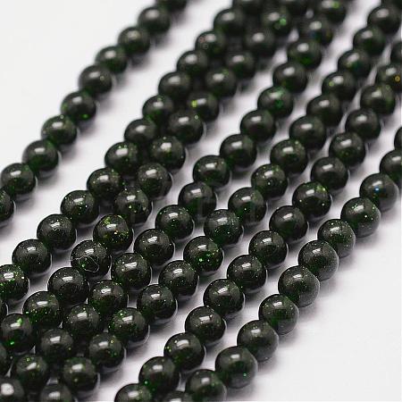 Synthetic Green Goldstone Beads Strands G-N0178-02-6mm-1