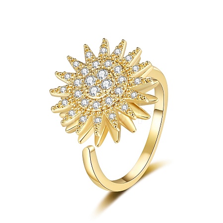 Daisy Rotatable Open Cuff Rings for Women LS-RJEW-S402-05G-1