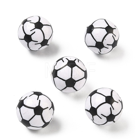 Sport Printing Opaque Acrylic Beads OACR-Z035-06-1