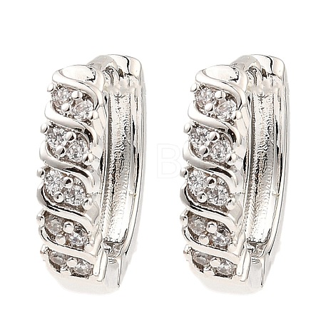 Brass Cubic Zirconia Hoop Earrings EJEW-D078-20P-1
