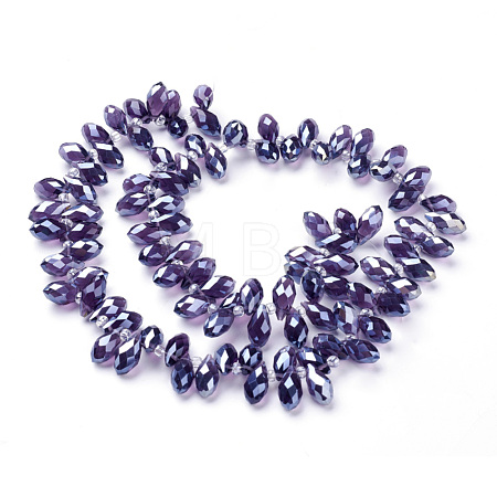 Electroplate Glass Faceted Teardrop Beads Strands X-EGLA-D014-11-1