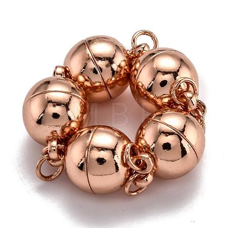 Rack Plating Brass Magnetic Clasps with Loops KK-F801-03A-RG-1