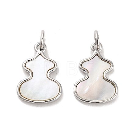Brass Pave Shell Pendants KK-K365-08C-P-1