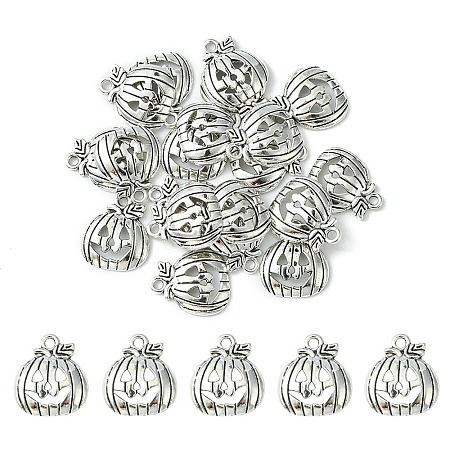 20Pcs Tibetan Style Halloween Pumpkin Jack-O'-Lantern Alloy Pendants TIBEP-YW0001-43AS-1
