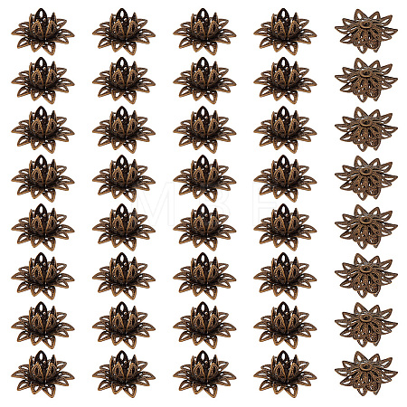 40Pcs Brass Bead Caps KK-PH0015-25AB-1