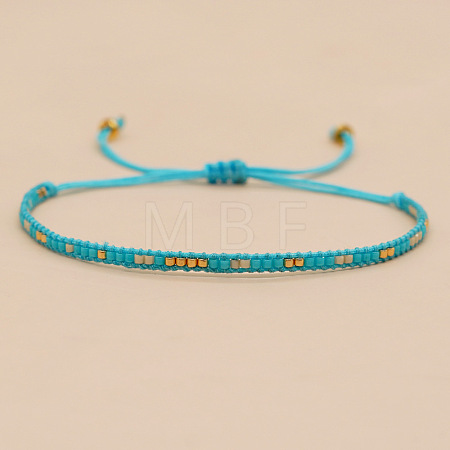 Bohemian Braided Adjustable Glass Seed Beaded Bracelets EX8332-3-1