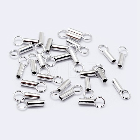 Anti-Tarnish Rhodium Plated 925 Sterling Silver Cord Ends STER-F036-21P-1mm-1