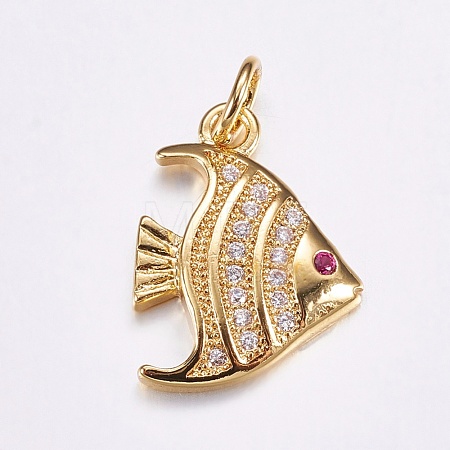 Brass Micro Pave Cubic Zirconia Pendants ZIRC-G125-77G-1