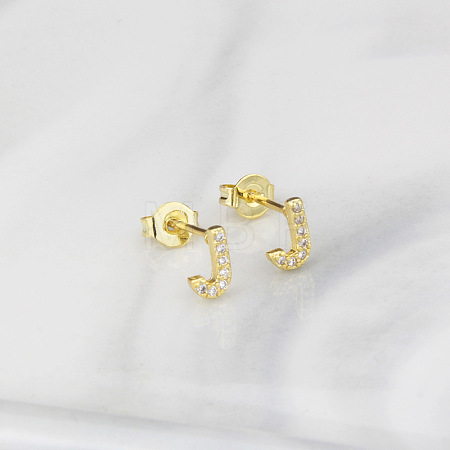 Brass Clear Cubic Zirconia Stud Earrings WGC2A80-10-1