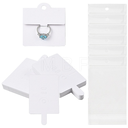 50Pcs Rectangle Foldable Paper Jewelry Display Cards for Rings CDIS-FS0001-31A-1