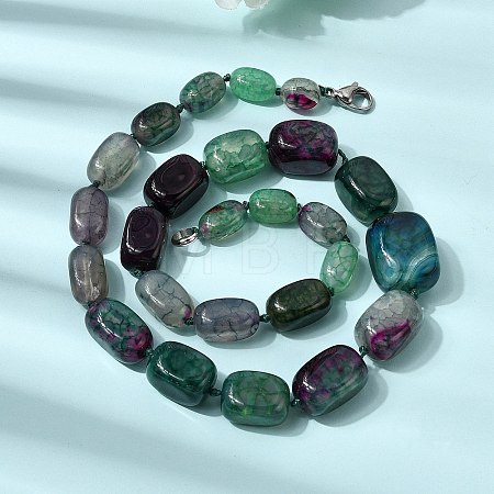 Dyed Natural Agate Cuboid Graduated Beaded Necklaces with Alloy Clasps NJEW-C113-01F-1