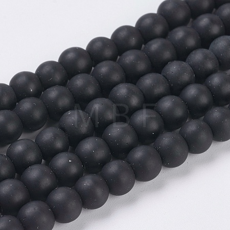 Synthetical Black Stone Beads Strands X-G-G508-7-1