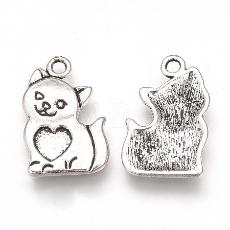 Tibetan Style Alloy Kitten Pendant Enamel Settings X-TIBEP-T002-133AS-RS-1