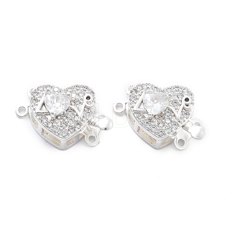 Brass Micro Pave Cubic Zirconia Box Clasps KK-B125-07S-03-1