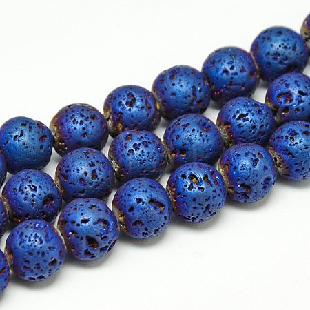 Electroplate Natural Lava Rock Beads Strands G-T058-03B-6MM-1
