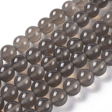 Natural Grey Agate Bead Strands G-R193-12-10mm-1