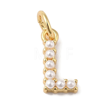 Rack Plating Brass with ABS Plastic Imitation Pearl Charms KK-B092-30L-G-1