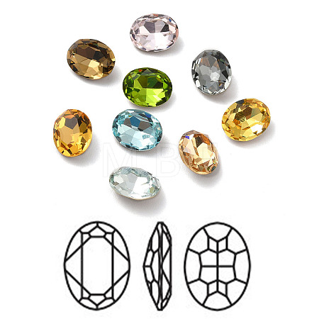 Faceted K9 Glass Rhinestone Cabochons GGLA-R402-07B-1