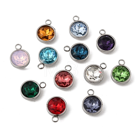 12Pcs Birthstone Theme 304 Stainless Steel Pendants STAS-G082-17P-1