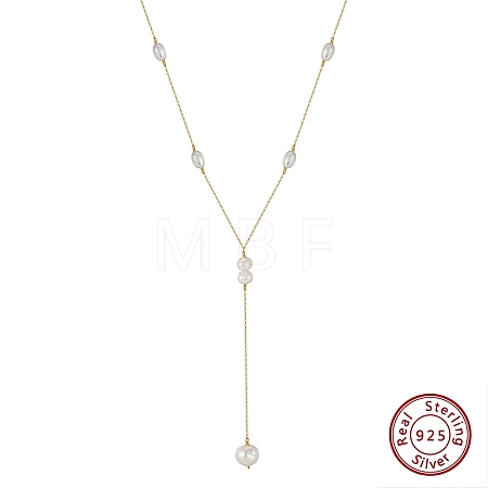 925 Sterling Silver & Rice Natural Freshwater Pearl Pendant Y Necklaces for Women SE-CBA9BBC-16G-1