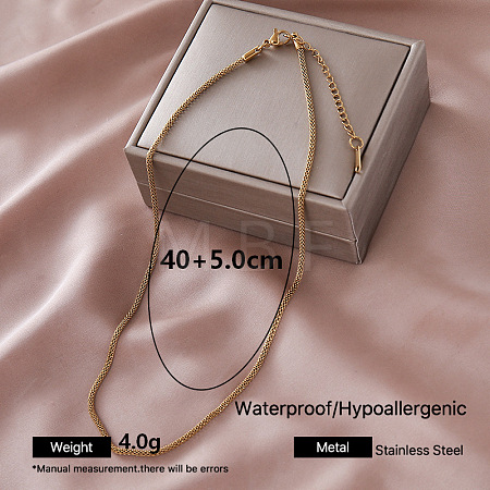 Vintage 304 Stainless Steel Round Mesh Chain Necklaces for Women QF0700-1-1