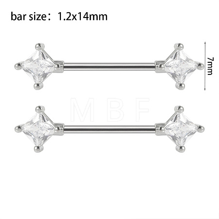 304 Stainless Steel Clear Cubic Zirconia Nipple Rings WG434B5-06-1