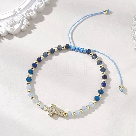 Dyed Natural Malaysia Jade Rondelle Beaded Braided Bead Bracelets BJEW-JB13395-02-1