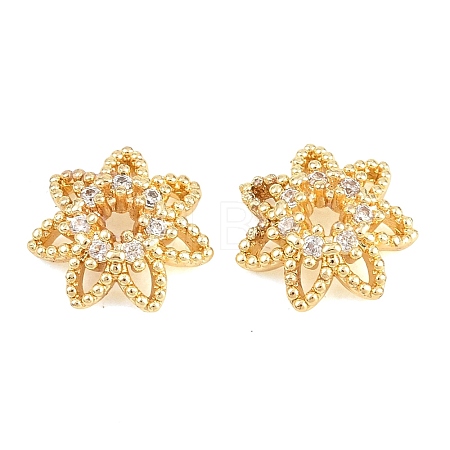 Christmas Brass Clear Cubic Zirconia Beads KK-B186-04G-1