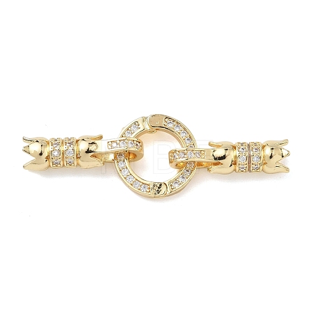 Ring Brass Micro Pave Clear Cubic Zirconia Fold Over Clasps KK-Z143-12G-1