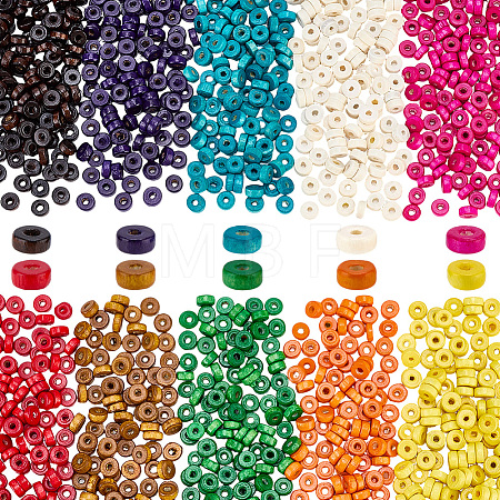 2000Pcs 10 Colors Wooden Beads WOOD-SC0002-38-1