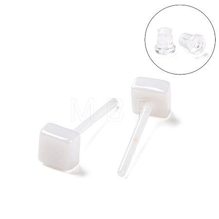 Hypoallergenic Bioceramics Zirconia Ceramic Square Stud Earrings EJEW-Z023-07E-1