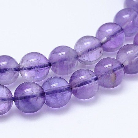Natural Amethyst Round Bead Strands G-M212-4mm-01A-1