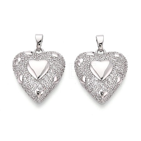 Brass Micro Pave Cubic Zirconia Pendants KK-T073-40P-1