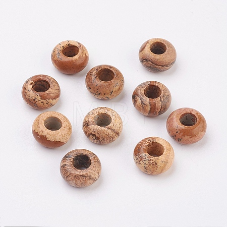 Natural Picture Jasper European Beads G-G740-14x8mm-03-1