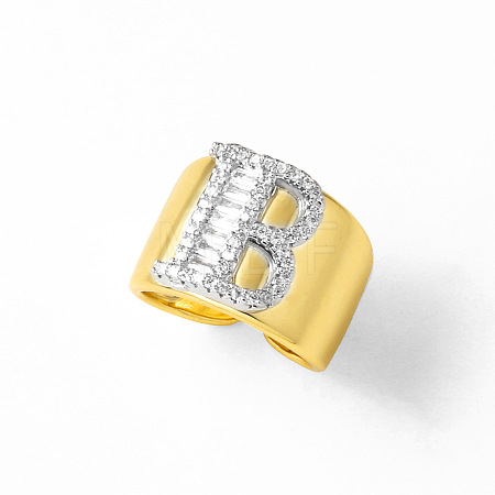 Brass Micro Pave Clear Cubic Zirconia Cuff Open Rings FS-WGA5D1D-02-1