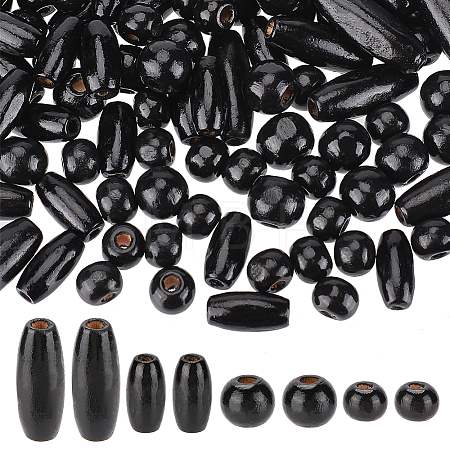480Pcs 4 Style Dyed Natural Wood Beads WOOD-PH0002-42-1