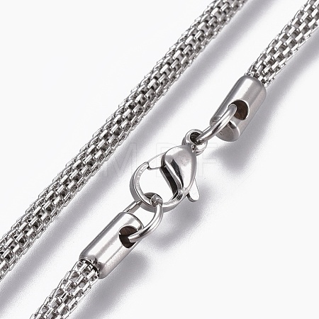 Non-Tarnish 304 Stainless Steel Mesh Chain Necklaces NJEW-L167-03A-P-1