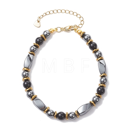 Natural Eyeless Obsidian & Synthetic Non-Magnetic Hematite Beaded Bracelets for Women BJEW-JB12941-02-1